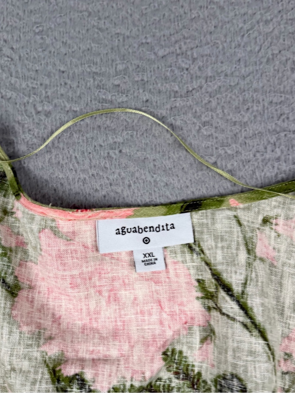 Agua Bendita x Target Tie Wrap Top Womens XXL Green Peony Print Linen Blend - Picture 4 of 10